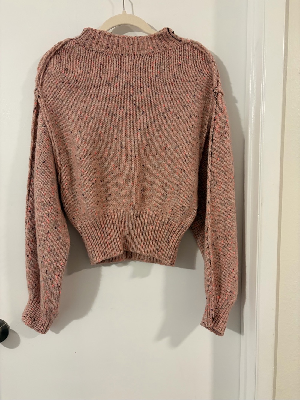 Kimchi Blue Pink Flecked Cropped Crew Sweater